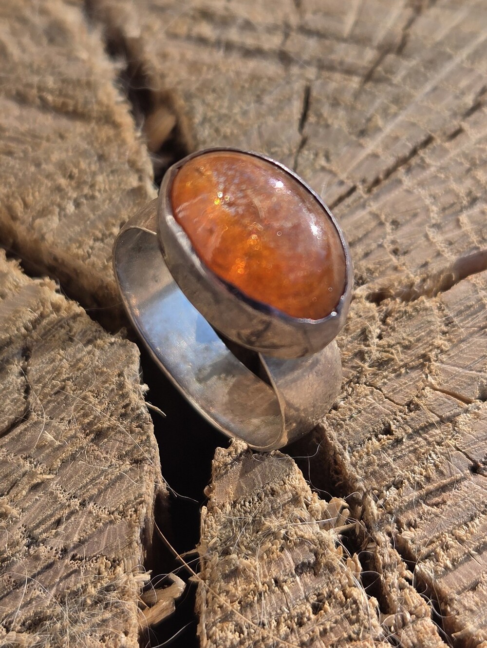 Vintage Sterling Silver Sunstone Ring. Size 7.5
